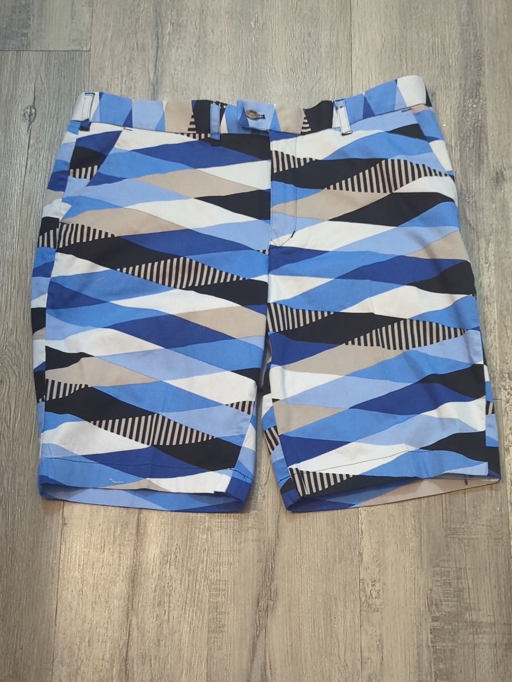 Loudmouth Blue Geometric Wave Print Shorts Mens size 38